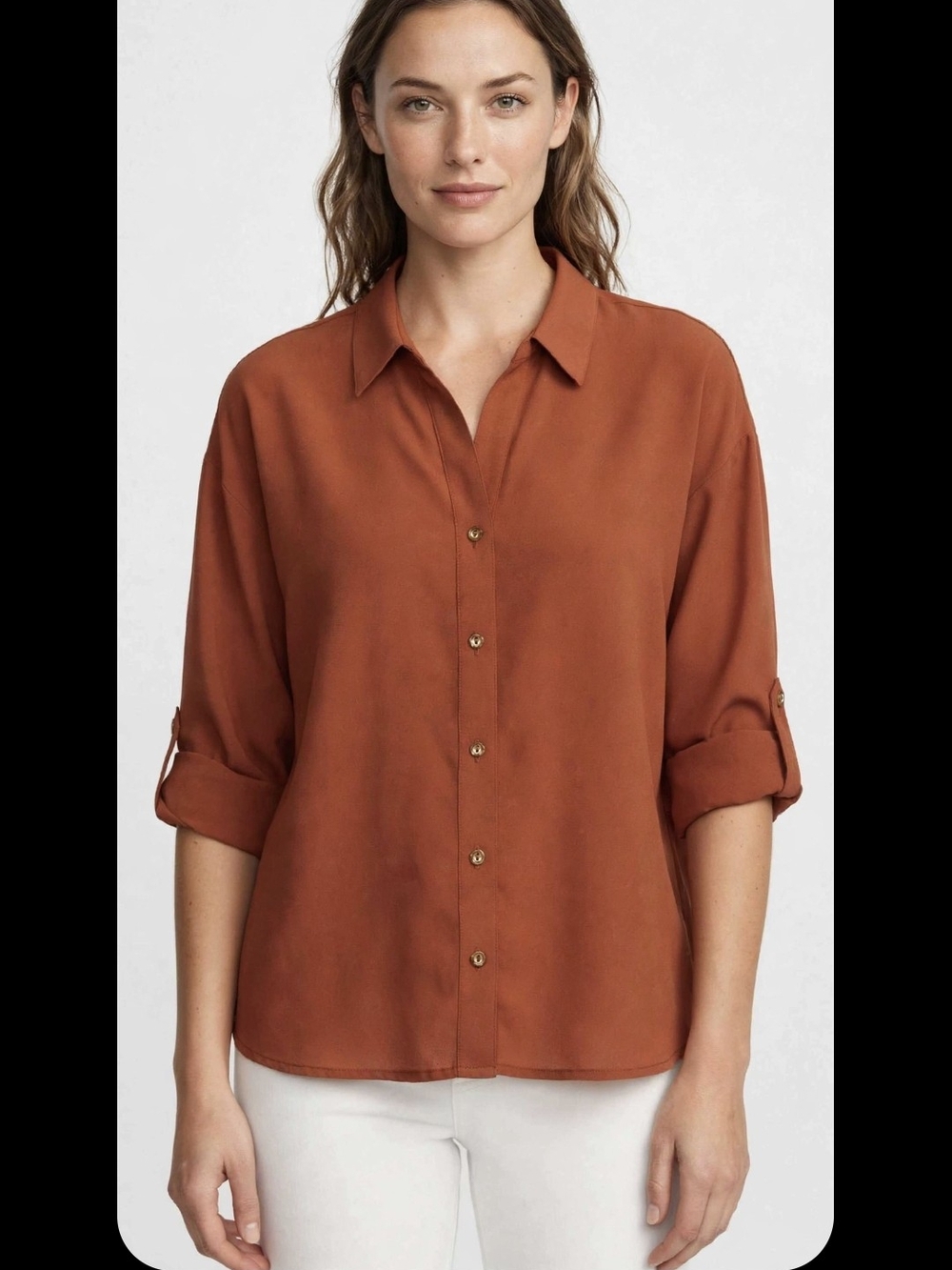 edge Women's Button-Down Shirt in Rust